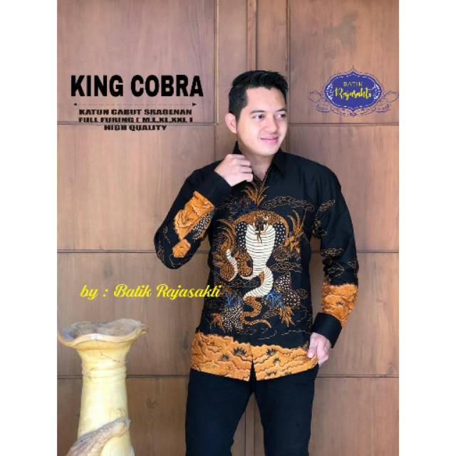 Batik Solo KING COBRA Kemeja Pria Katun Cabut Sragenan Full Furing