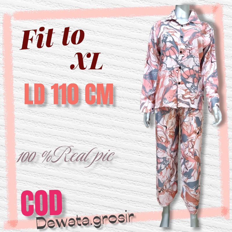 BAJU WANITA SETELAN ONESET KEMEJA KANCING LENGAN PANJANG MOTIF VANESA BARU MARMER BAHAN RAYON BALI S