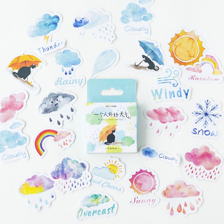 45pcs/set Candy Poetry Cat Diary Paper Sticker Creative Handbook DIY Decorative Sticker