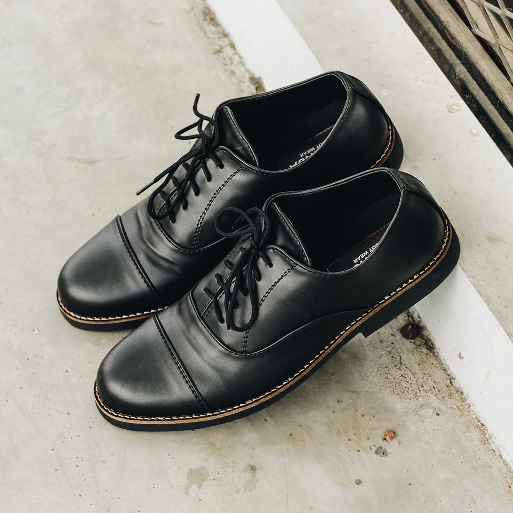 Dante Black | 39-45 | Sepatu Pantofel Santai Kerja Kuliah Oxford Pria Cowok Men Laces | FORIND x Lvnatica