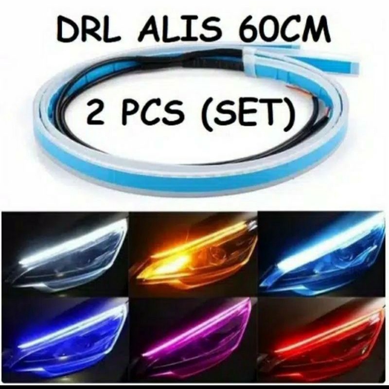 Lampu Alis Mobil Sen running Led 60cm/45cm/30cm / lampu Drl Motor Mobil I Lampu alis Led running