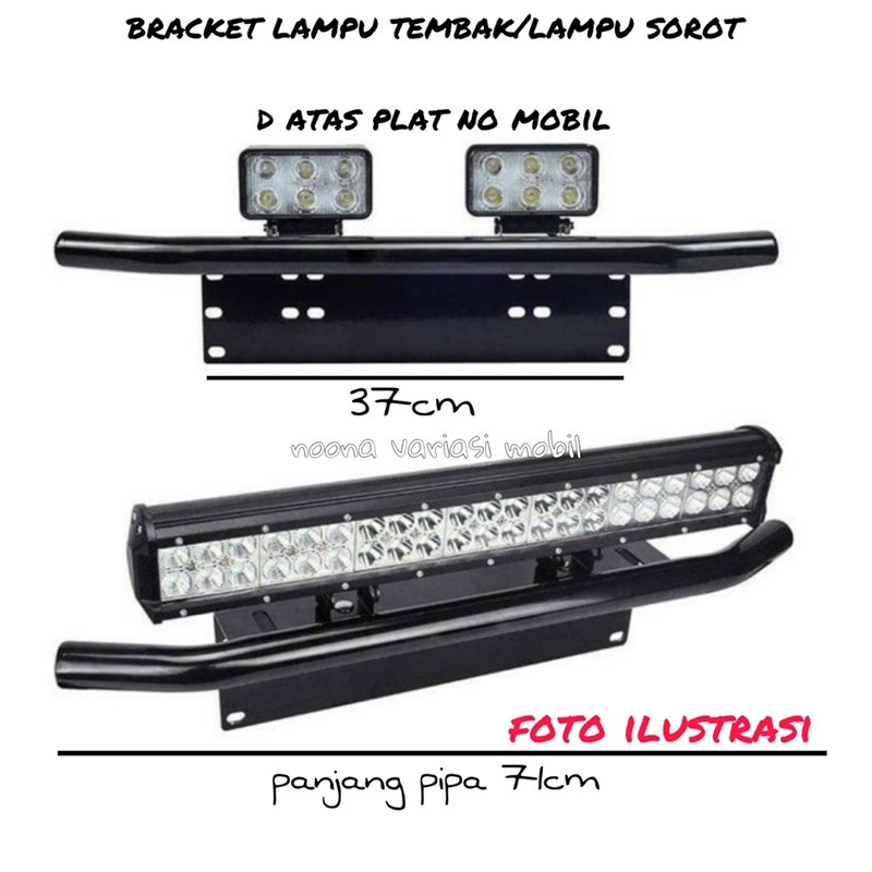 bracket braket brecket lampu tembak lampu sorot di atas tempat plat nomor mobil dudukan lampu sorot