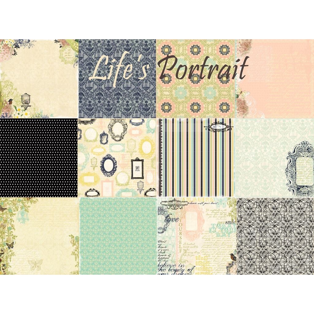 

12x12 Paket Kertas Scrapbooking "Life's Portrait" (12 lembar)