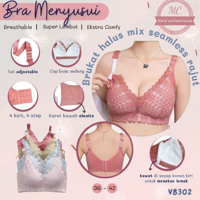 Bra menyusui busa bukaan atas brukat breathable Bh menyusui busa tanpa kawat fashionable