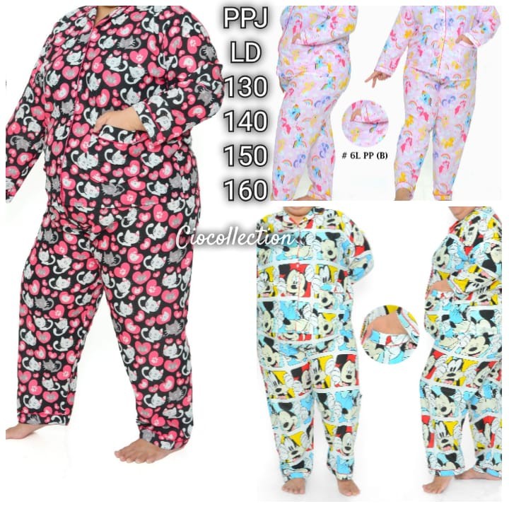 piyama bigsize baju lengan panjang celana panjang / PP LD 160 150 140 130