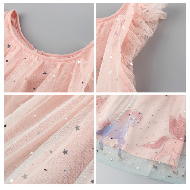 Limited Dress Anak Perempuan Lengan Pendek Motif Unicorn Impor