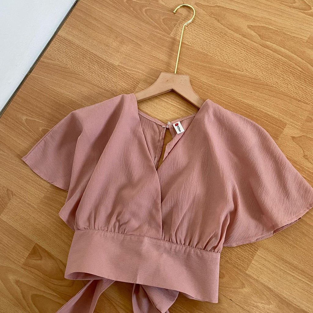 COD - Bow Back Cardi Femei Outer Crop Outher Croped Webbing Top Korean Premium Beautycrepe Fit L Fashion Baju Atasan Blouse Wanita Muslim Casual Style-3