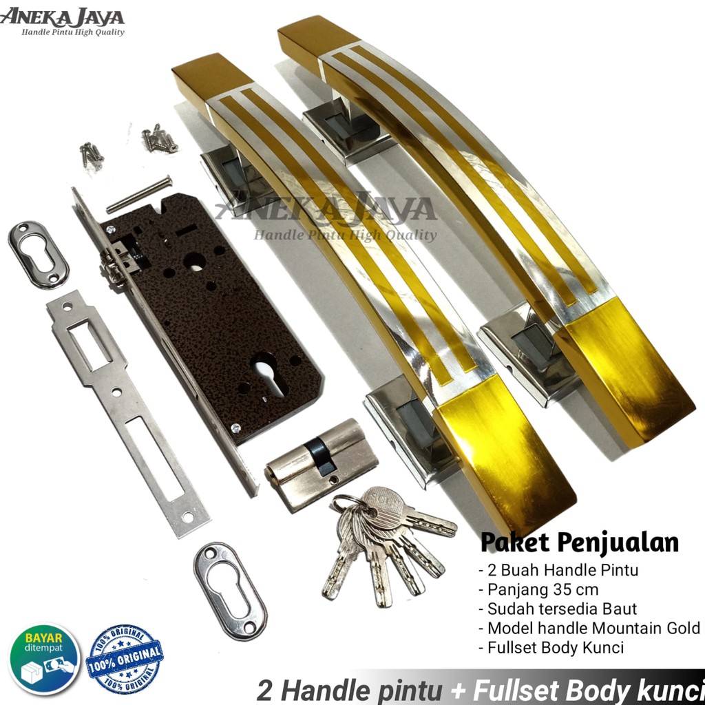 Satu set kunci Handle pintu rumah Panjang 35 cm / Gagang Pintu rumah / Pegangan Pintu rumah Terbaru