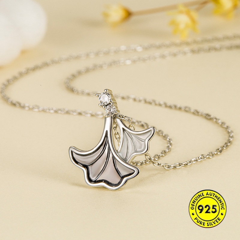 Kalung Desain Daun Ginkgo Bahan S925 Untuk Wanita