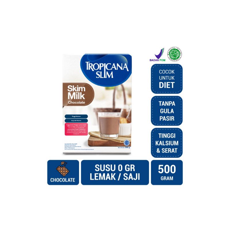 

TROPICANA SLIM SKIM MILK FIBER PRO CHOCOLATE 500 G SUSU TANPA LEMAK BANTU TURUNKAN KOLESTEROL RASA COKLAT