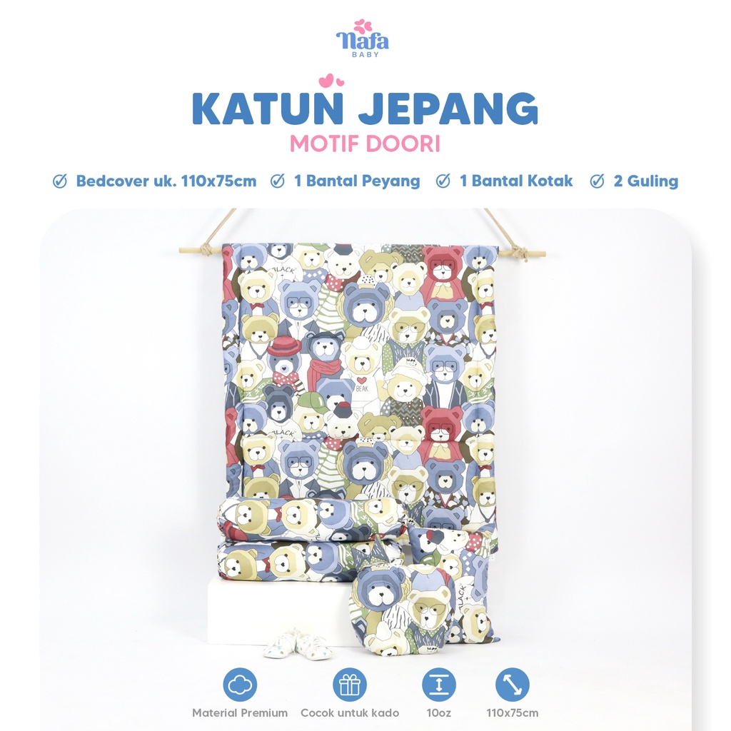NAFA BABY - Premium Bedcover Bayi Bantal Guling | Katun Jepang | Alas Tidur Selimut Bayi Lembut Adem
