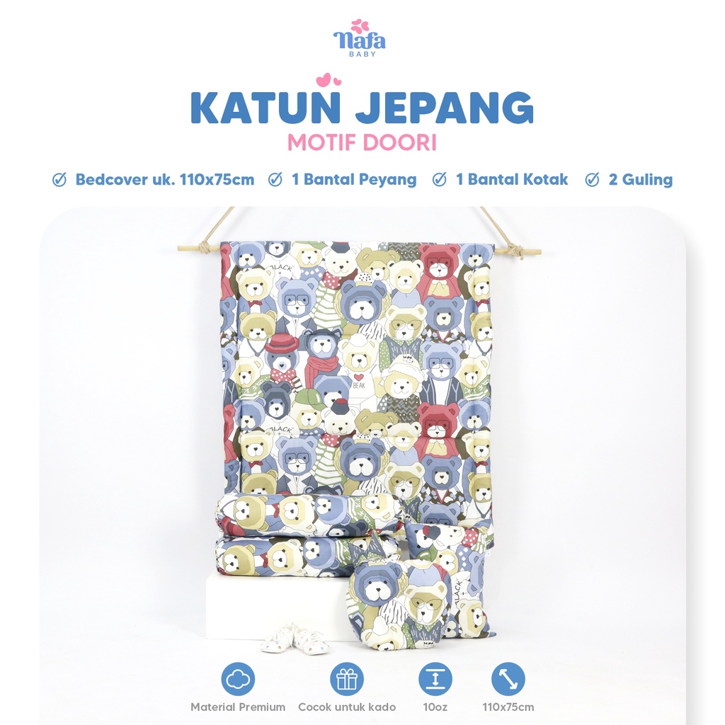 NAFA BABY - Bedcover Bayi Bantal Guling | Katun Jepang dan Sutra Tencel