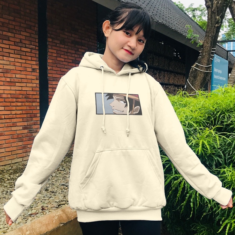 Hoodie Asce Smile Cream Embroidery Anime Manga One Piece Karakter Portgas D Ace