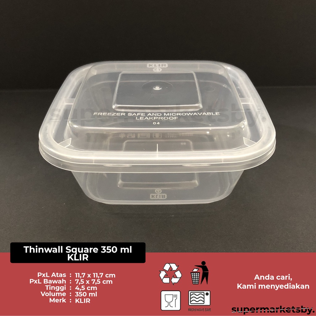 Thinwall Square 350 ml / Food Container 350 ml Transparan KLIR