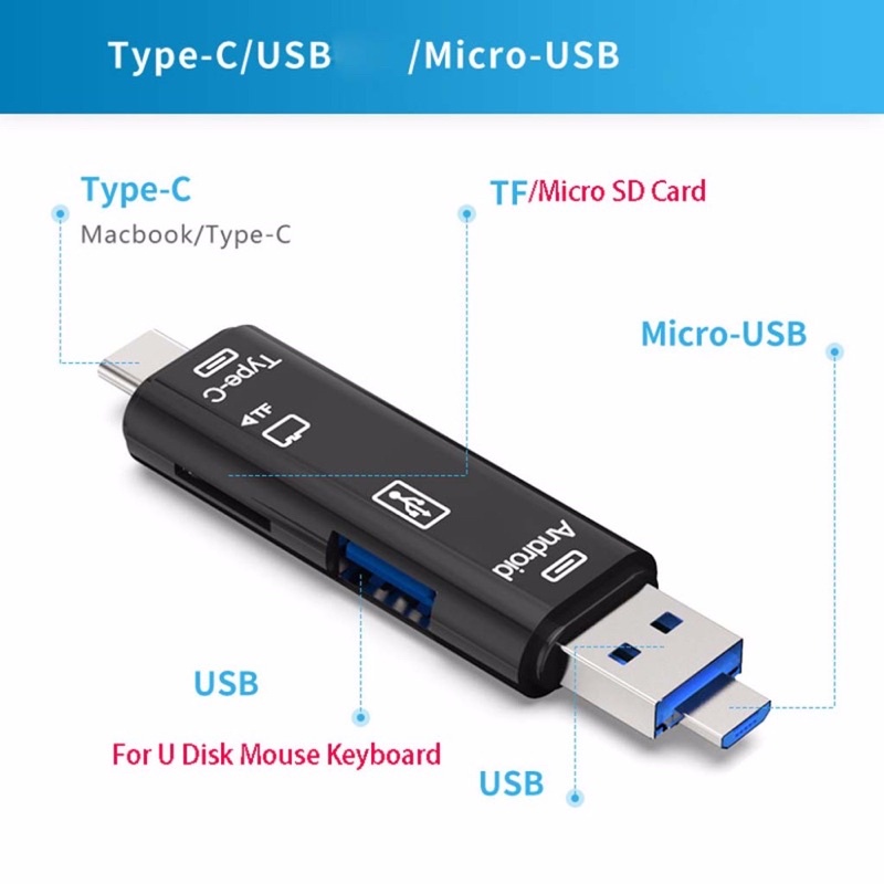 Natrberg Portable OTG Card Reader USB Type C Micro USB - D-188