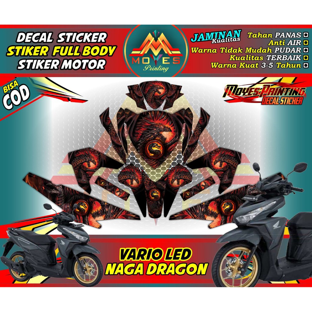 stiker vario techno naga decal stiker motor vario 150 LED motif naga stiker motor vario full body de
