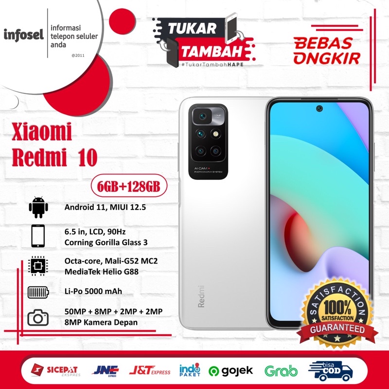 Xiaomi Redmi 10 6/128 2022 Garansi Resmi 1 tahun