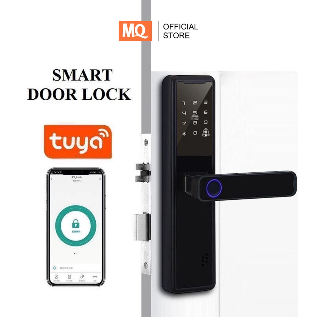 MQ Smart Door Lock Digital Handle Kunci Pintu handle Sidik Jari Fingerprint Password  Smart Home smart door lock tuya