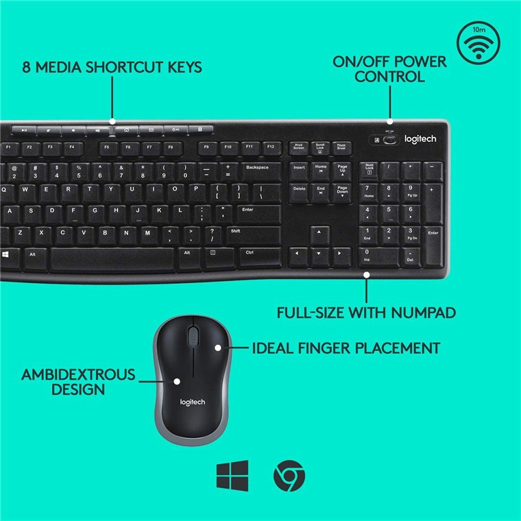 Logitech Keyboard + Mouse Wireless Combo MK270R