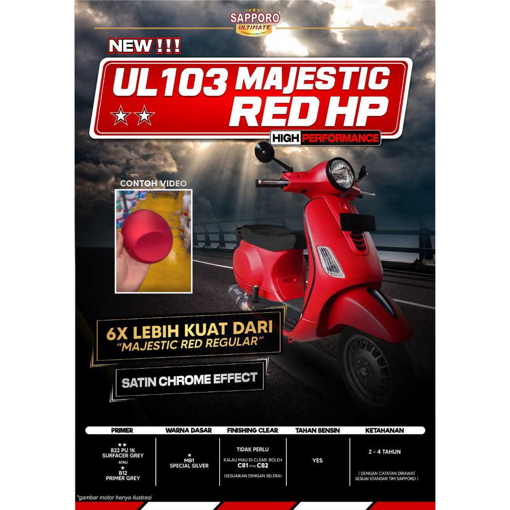 CAT SEMPROT SAPPORO ULTIMATE UL103 MAJESTIC RED HP