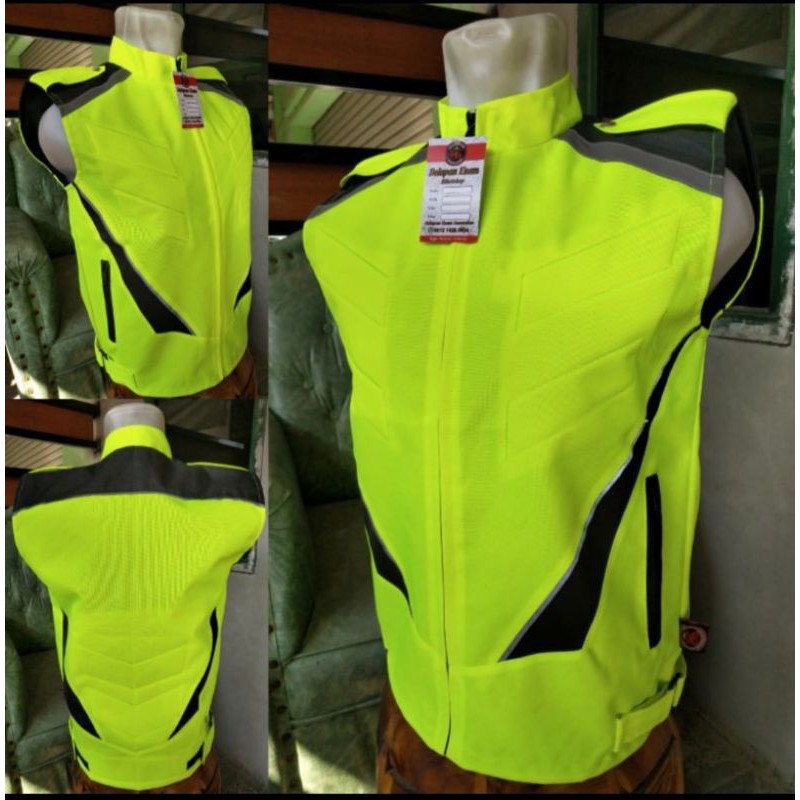 Rompi motor touring chodura hijau stabilo vest safety