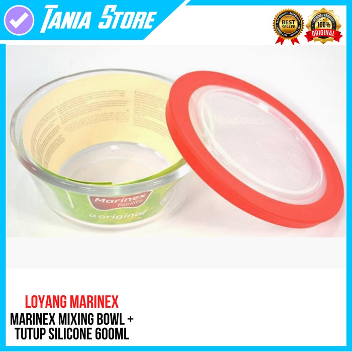 Mangkok Kaca - Loyang Kaca Pyrex Bulat 600Ml / Mixing Bowl + Tutup 14.5 Cm Marinex