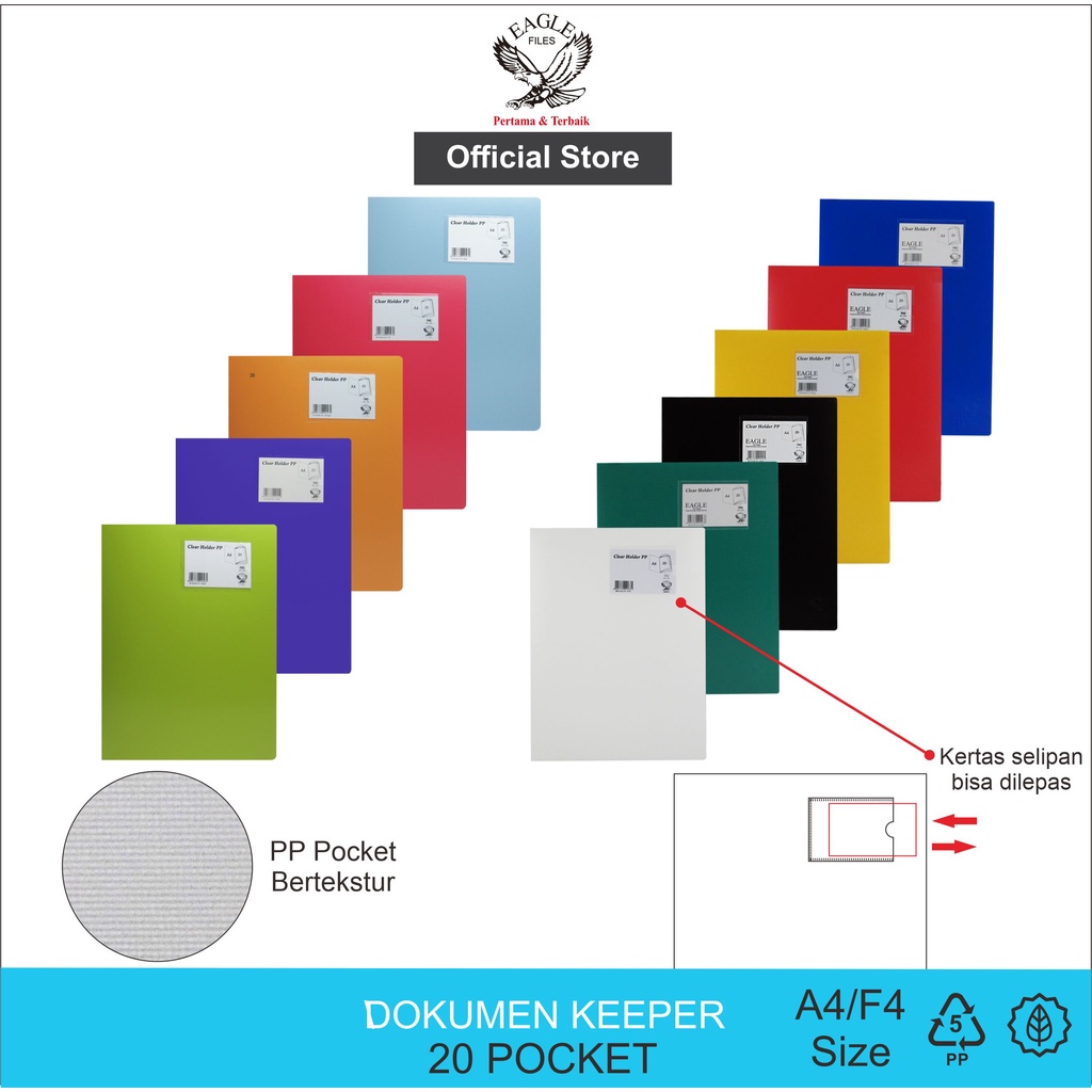 

Dokumen Keeper / Clear Holder / Document Keeper / Display Book EAGLE A4 / F4 20 Pocket Map File