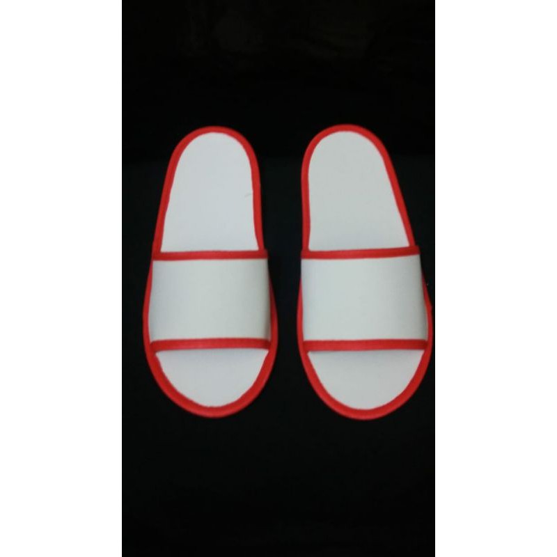 COSTUM SABLON SANDAL LANTAI /HOTEL # SLIPPERS SEPOND 4 ML MIN ORDER 100 PASANG-List merah