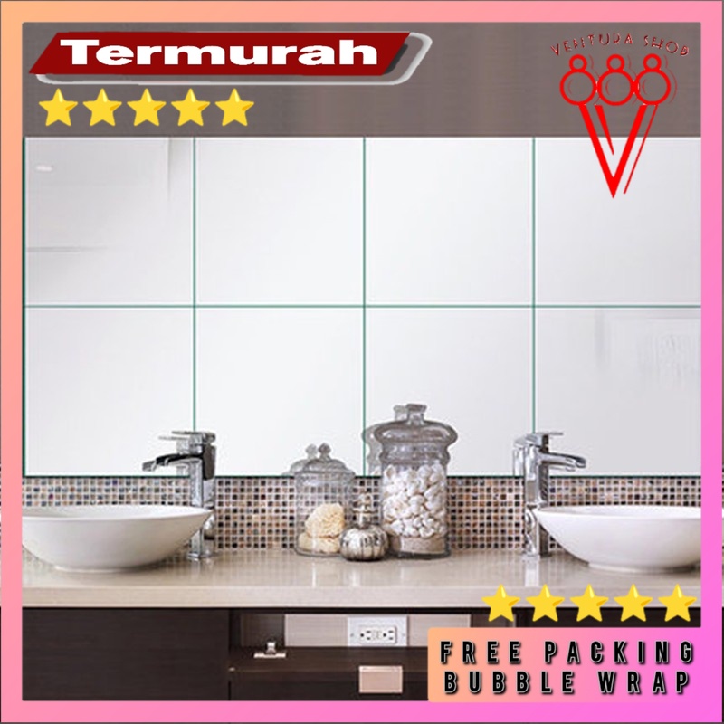 9 PCS Sticker Cermin Dinding / Wall Sticker Dekorasi Dinding 3D Model Square Mirror - Q353