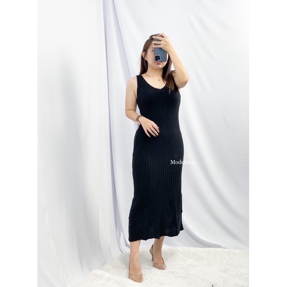 MDLV ~ LALA DRESS RAJUT DRESS KOREA DRESS MAXI DRESS RAJUT TERBARU DRESS CANTIK DRESS BIG SIZE FASHION WANITA