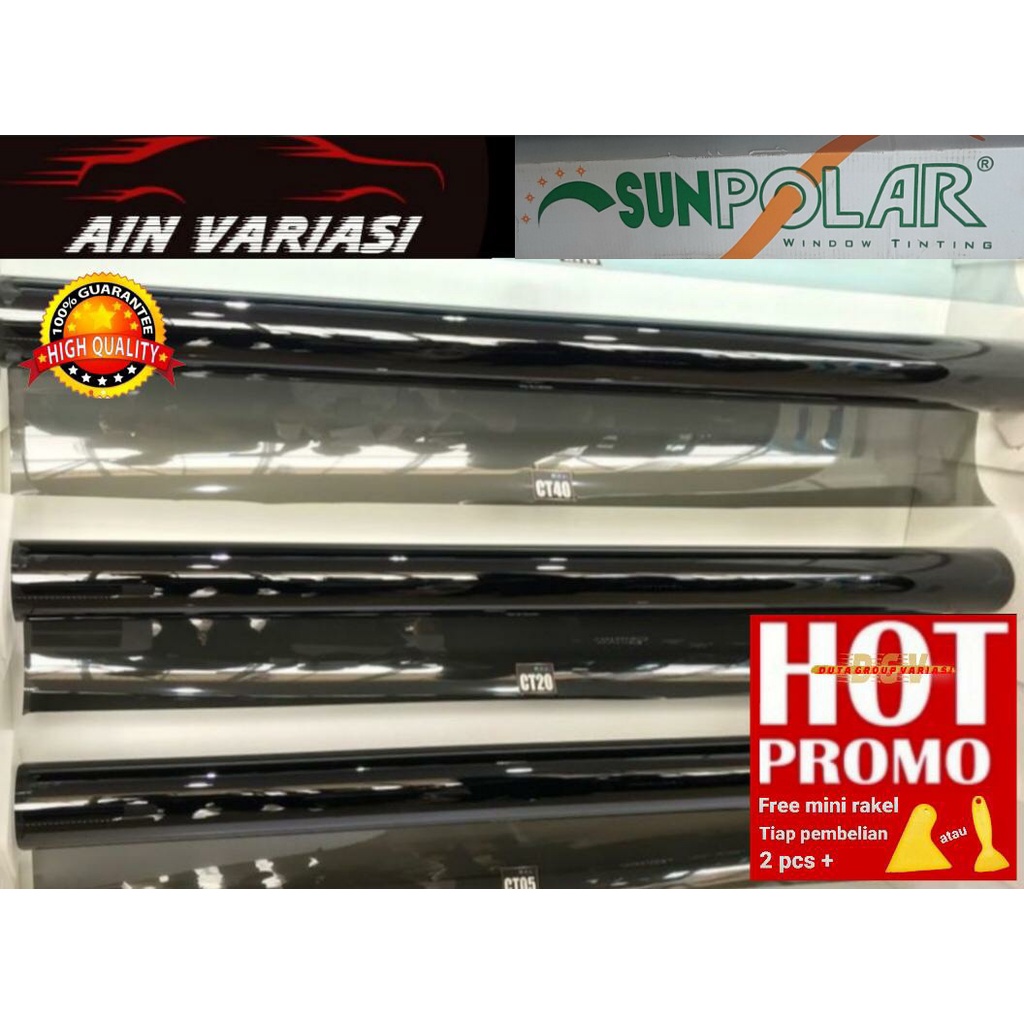 TERBARU!! kaca film mobil sun polar silver (sparta) hitam dari dalam silver dari luar