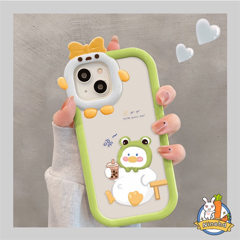 Soft Case Silikon Motif Kartun Bebek 3D Untuk iPhone 14 13 12 11 Pro Max X Xr Xs Max 7 8 6 6s Plus SE 2020