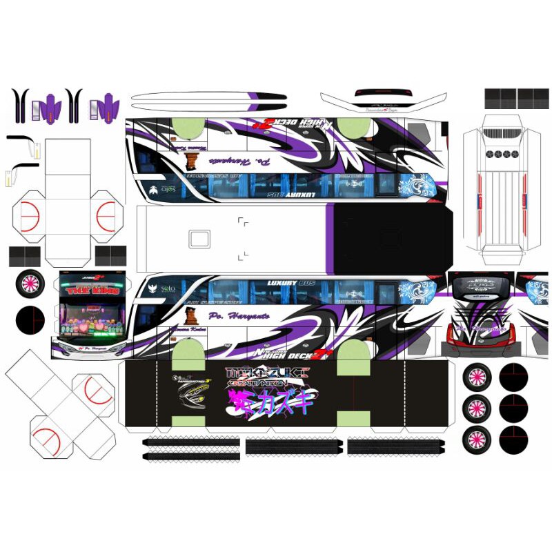 Lembaran papercraft bus po.haryanto skala 50