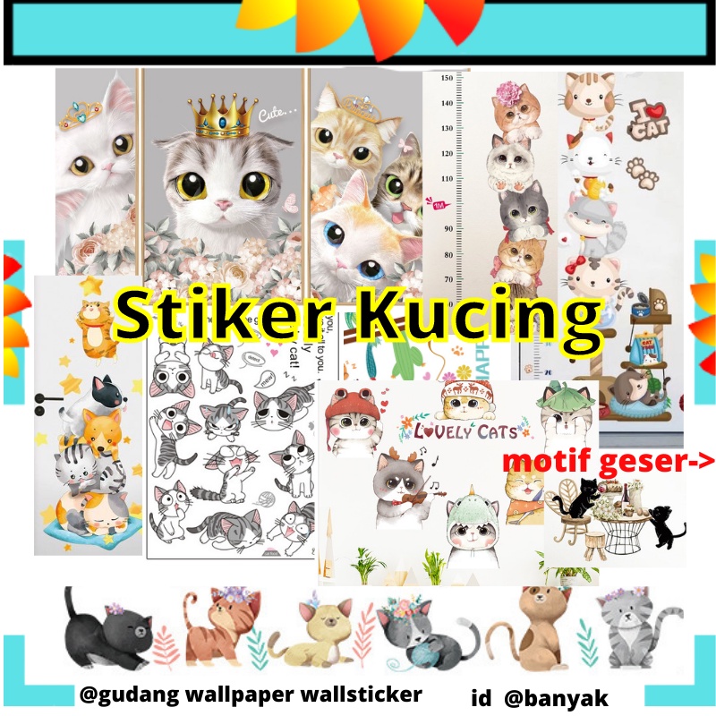 WALL SETIKER STICKER STIKER KUCING WALLSTICKER CAT TEMBOK DINDING KACA KERAMIK KRAMIK KUCING WALLSTIKER ANIMAL DEKORASI RUMAH RUANG TAMU KELUARGA KAMAR TIDUR ANAK ANAK LUCU BABY DEKOR TEGEL DECOR LEMARI KITCHEN SET KULKAS DAPUR WALLPAPER MURAH