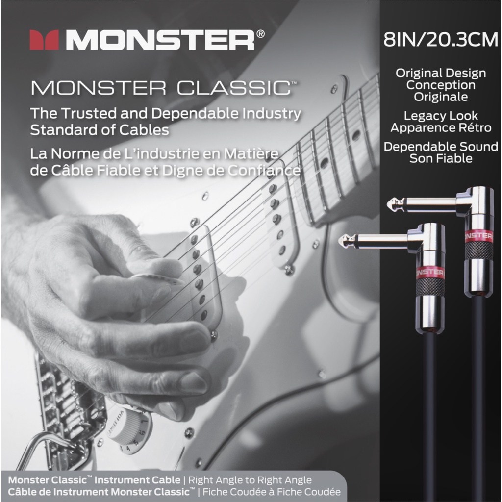 Monster Prolink Monster Classic Instrument Cable 8 in Right Angle to Right Angle