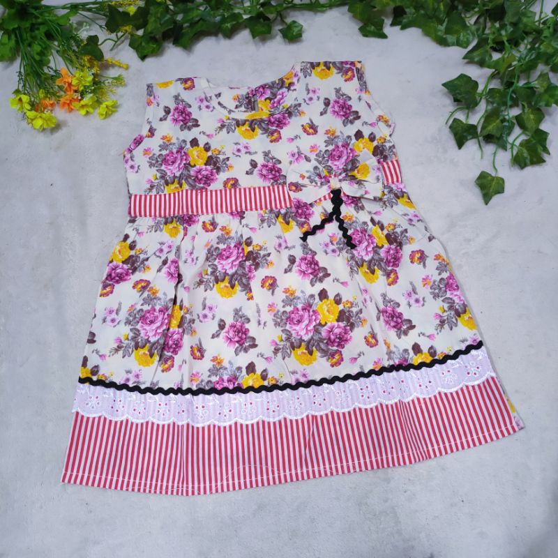 Dress anak 1 2 tahun baju anak cewek perempuan gaun harian anak shabby bunga ( dress ReLA bunga )