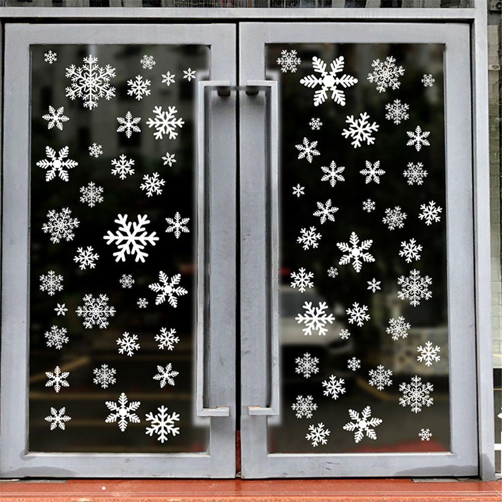 Solighter 8Pcs/set Stiker Dinding Natal Xmas Tahun Baru Snowflake Window Sticker