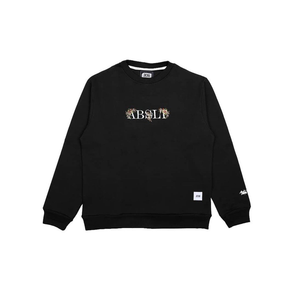 308 BSLTUNSCRD - CREWNECK ABSLT FLOWER CUPID - BLACK