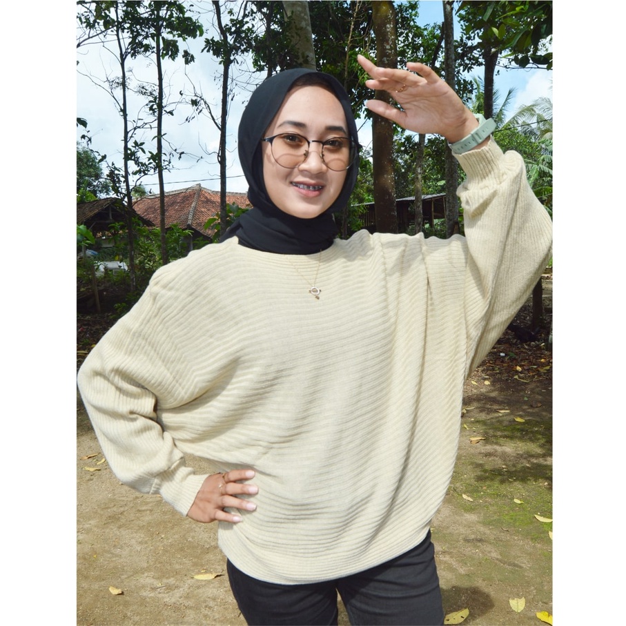 LASPERAL BATWING OVERSIZE / ATASAN WANITA KEKINIAN / PAKAIAN NEW ARRIVAL / BLOUSE RAJUT OVERSIZE / BATWING BLOUSE