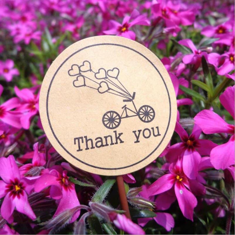 Paper Tags Sticker &quot;THANK YOU&quot; - Round Bicycle Pattern (1sheet/12pcs)