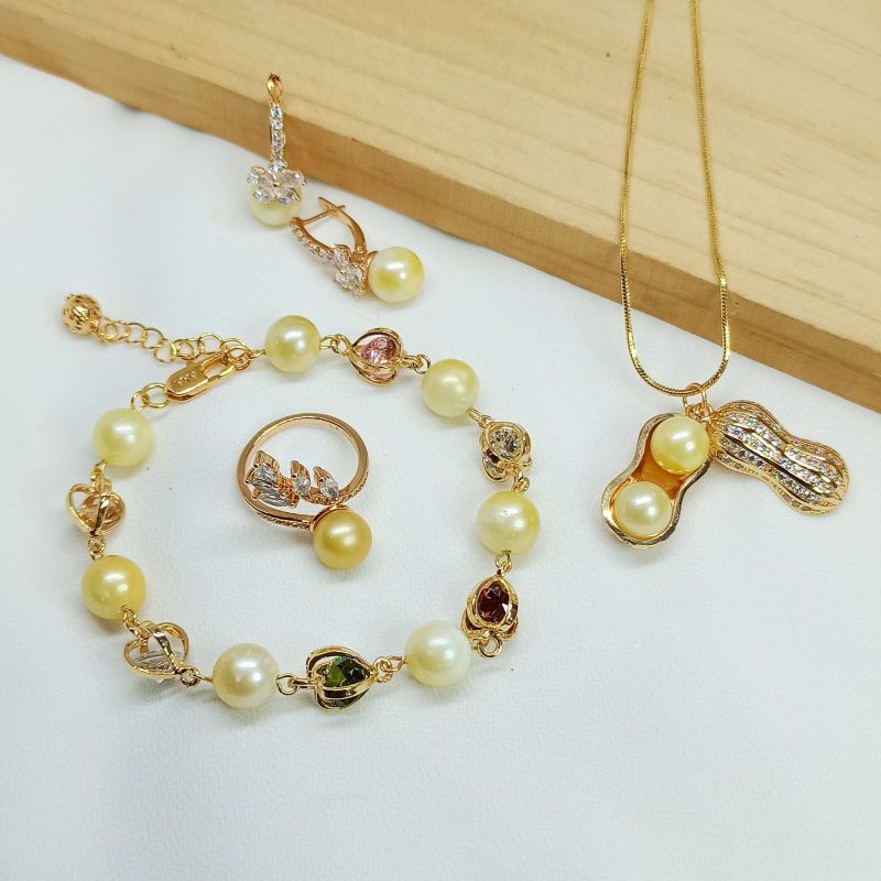 Set PERHIASAN MUTIARA AIR LAUT ASLI LOMBOK [BERSERTIFIKAT]