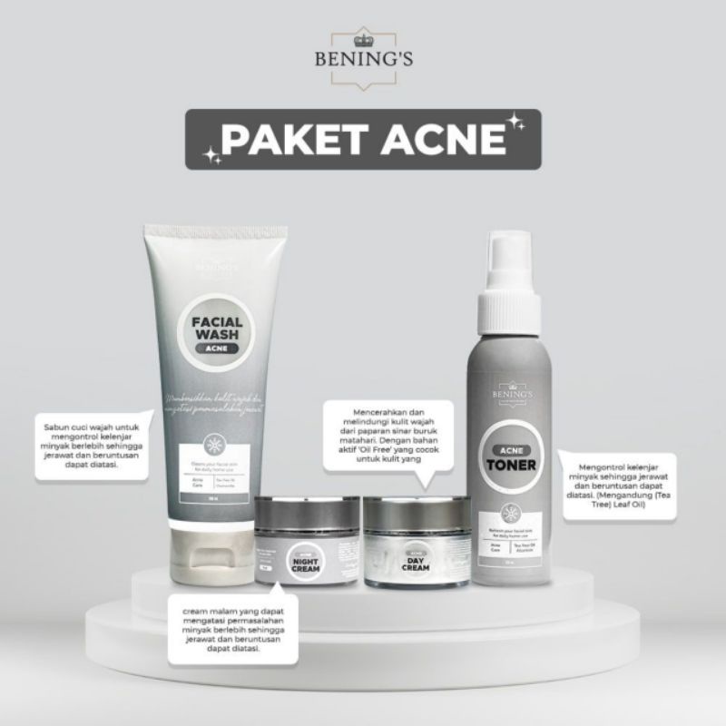 BENINGS SKINCARE DR OKY PRATAMA PAKET EXLUSIVE BRIGHTENING ACNE | BENINGS CLINIC | BENING'S SKINCARE-PAKET ACNE