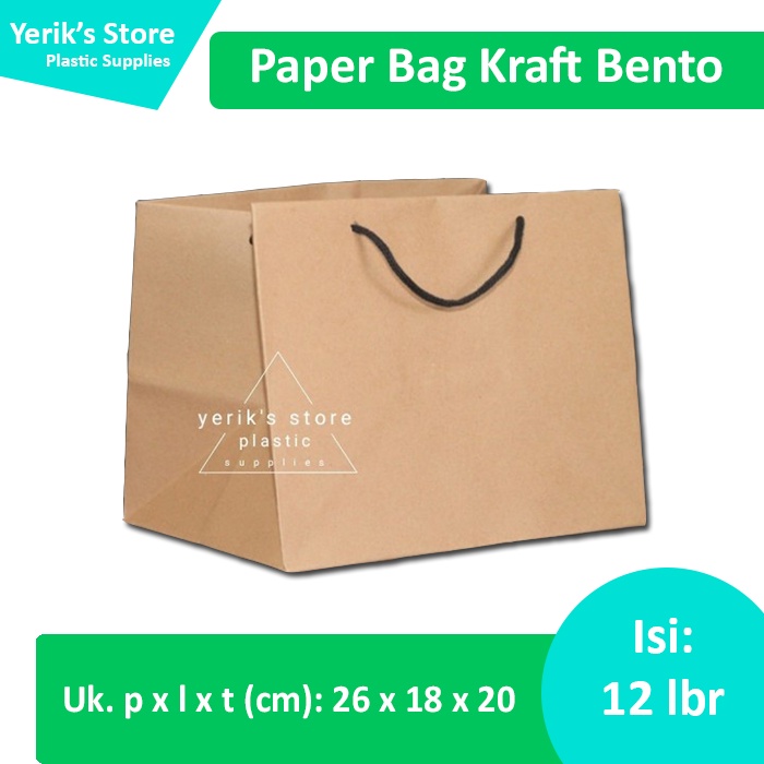 

Paper Bag Kraft Polos/ Tas Kertas Mika Bento, Kotak Nasi 26x18x20