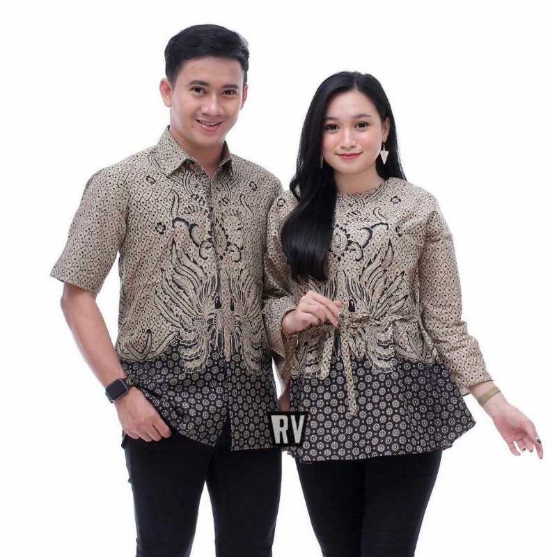 Baju Couple Batik Modern Pasangan Kondangan Kekinian Gamis Kapelan Suami Istri Fashion Muslim Cantik