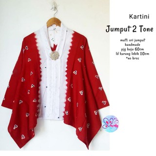  Blouse  Kartini Jumputan  Merah Putih Blouse  Batik  Merah 