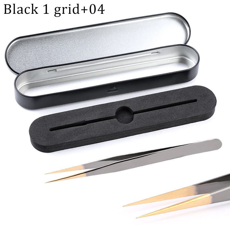 Black-Gold Pinset Profesional Stainless Alis Penjepit 3D Volume Ekstensi Bulu Mata Grafting Alat Rias Aksesoris Bulu Mata