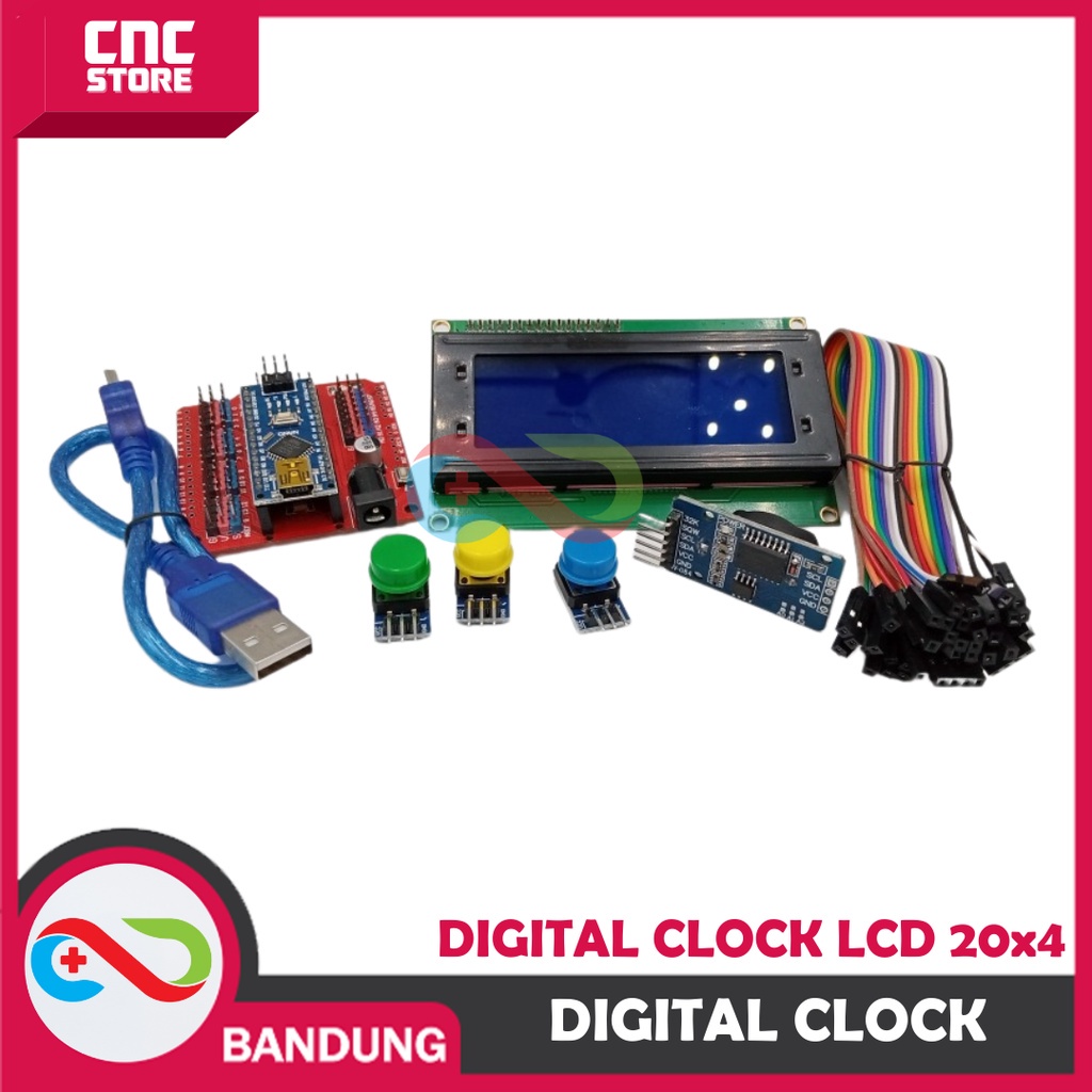 KIT DIGITAL CLOCK LCD I2C JAM DIGITAL ARDUINO PAKET LENGKAP