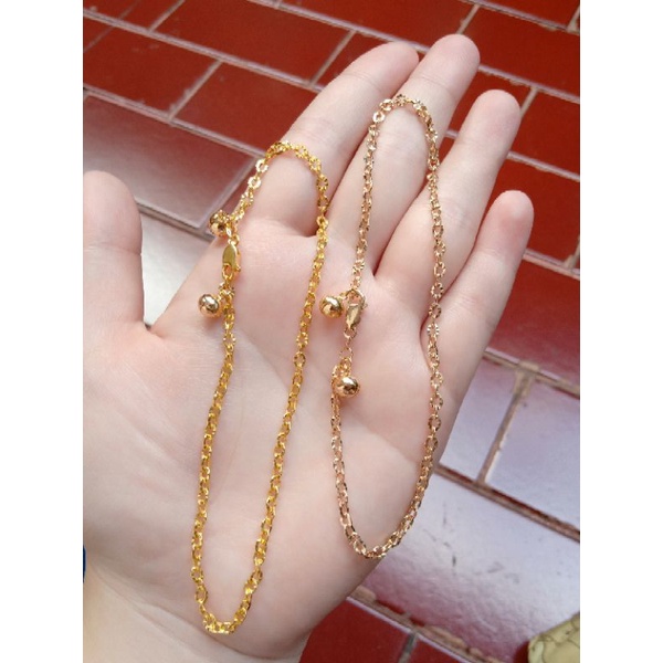 Gelang kaki nori ukir mainan silver 925 import / perhiasan perak 925 berlapis emas