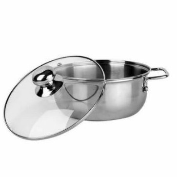 ROYAL LIFE SAUCE POT 22CM | PANCI STAINLESS TUTUP KACA 22CM