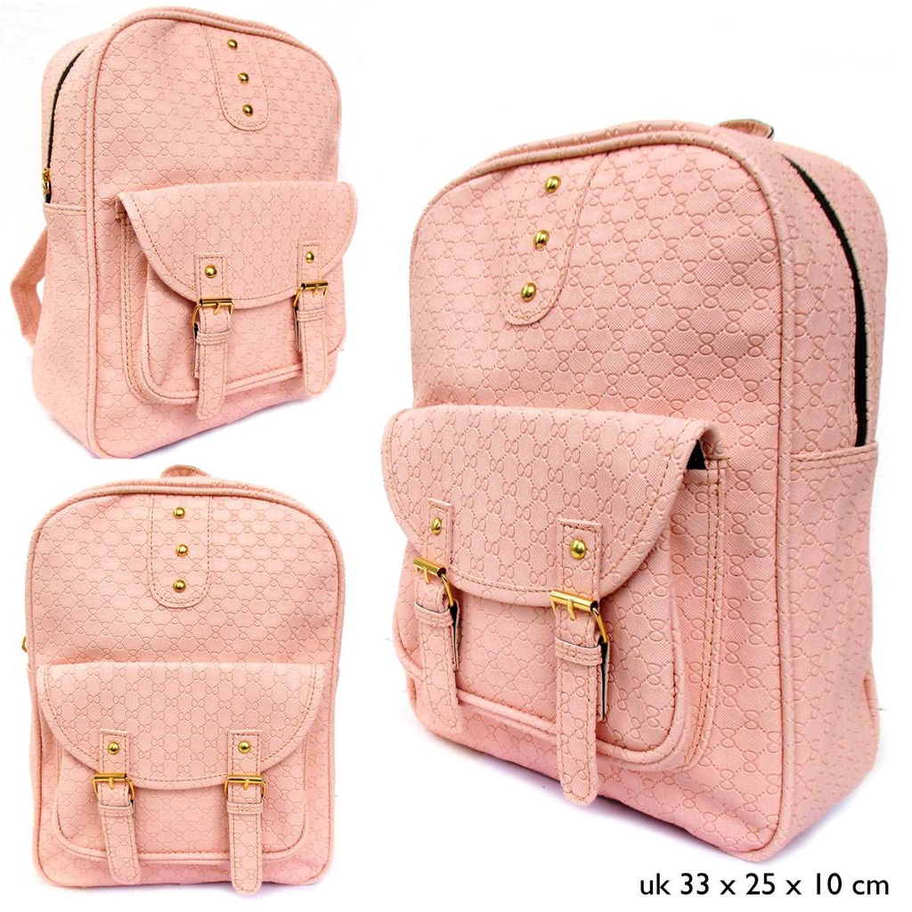 tas ransel wanita kulit Emboss Leather casual